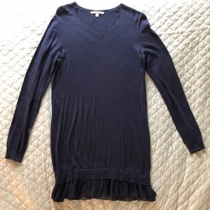 Sweater Collective Navy Blue Ruffled Sweater Dress